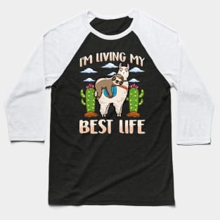 Cute Sloth & Llama Living My Best Life Sleepy Lazy Baseball T-Shirt